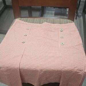 Elliott Lauren Pink and White Smocked Mini Skirt